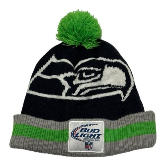 Seattle Seahawks NFL Knit Beanie with Pom Bud Light Hat Size OS - Picture 3 of 4